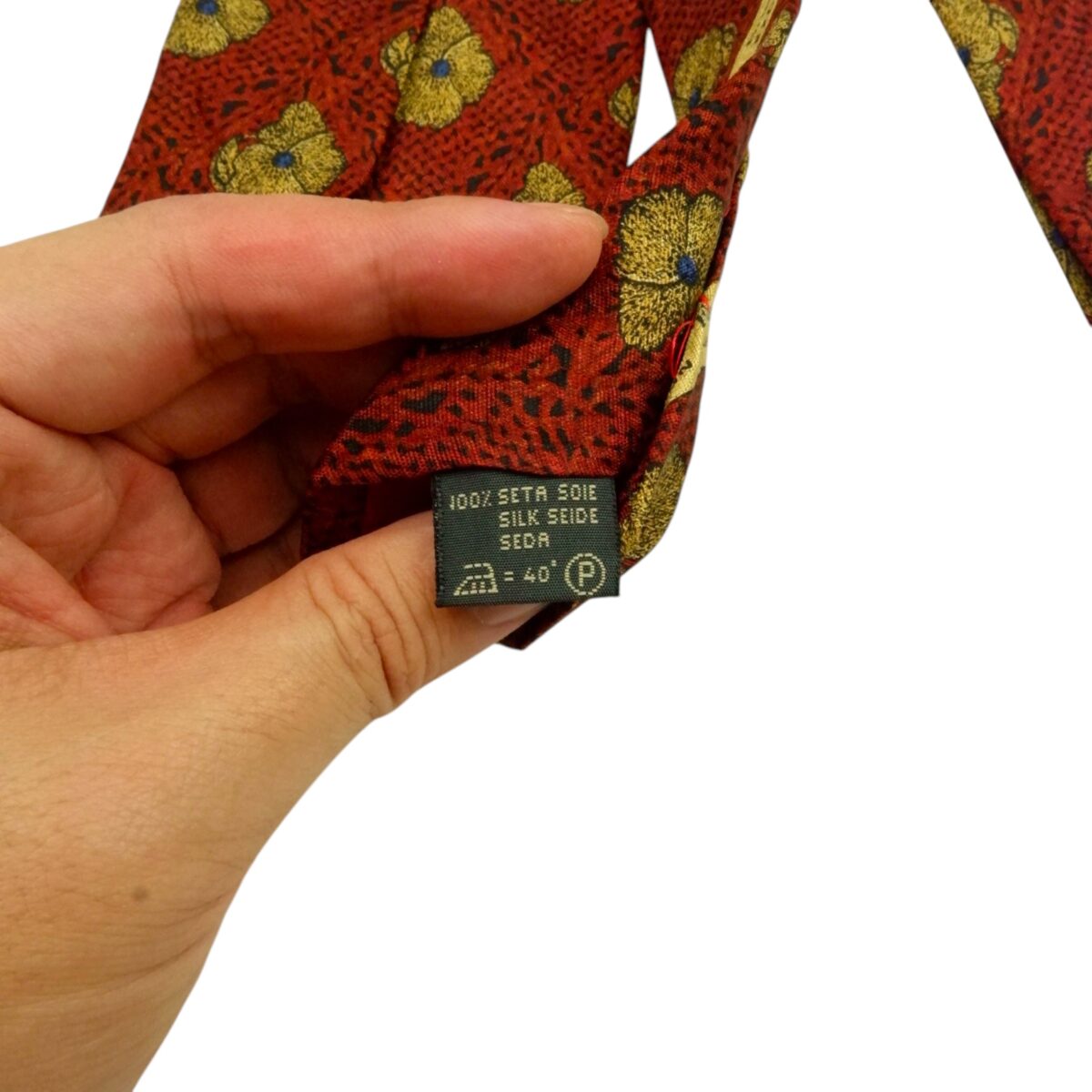 a15482 7 Ermenegildo Zegna Tie Silk Maroon Floral Italy (US Import Tax Included) มุมที่ 7