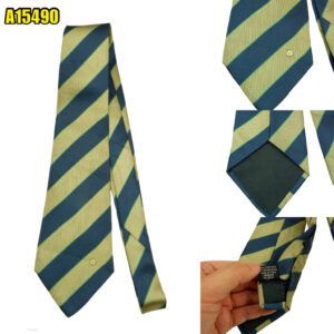 Dunhill Tie Silk Navy Beige Stripe Italy (US Import Tax Included) มุมที่ 1