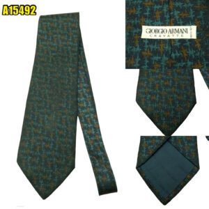 Giorgio Armani Tie Silk Black Geometric Italy (US Import Tax Included) มุมที่ 1