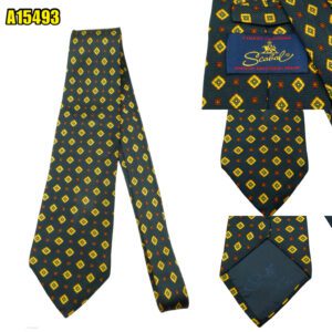 Scabal Tie Silk Black Geometric Italy (US Import Tax Included) มุมที่ 1