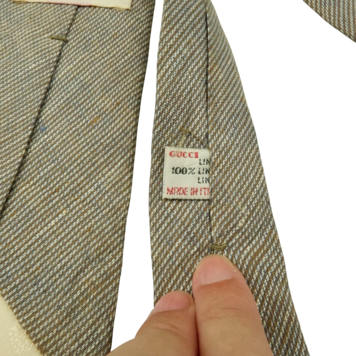 a15502 7 Gucci Tie Linen Gray Italy (US Import Tax Included) มุมที่ 7