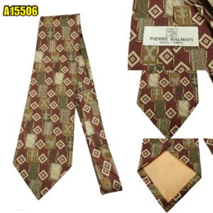 Pierre Balmain Tie PE Brown Geometric Korea (US Import Tax Included) มุมที่ 1