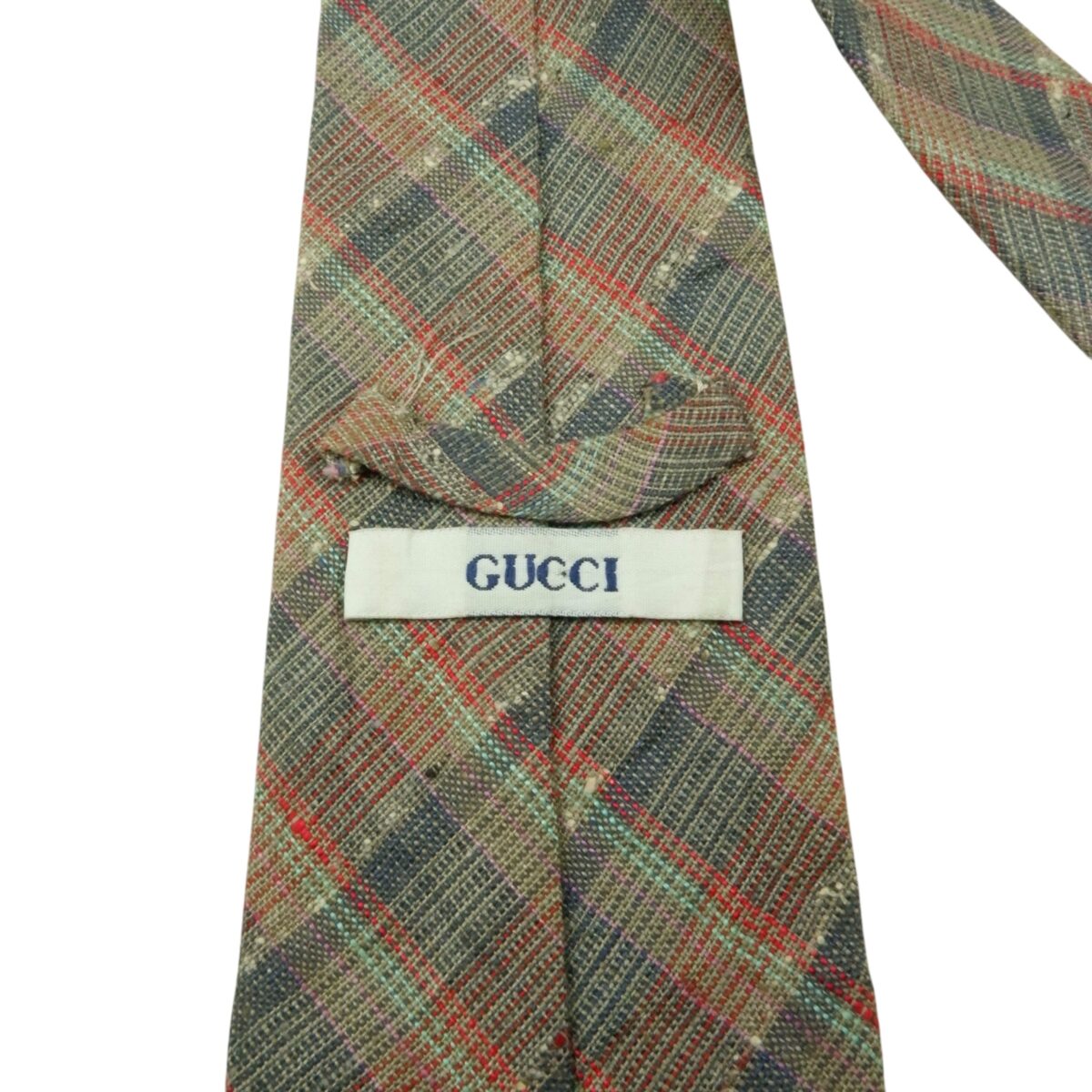Gucci Tie Linen Gray Check Italy (US Import Tax Included) | mesabb clothing Gucci Tie Linen Gray Check Italy (US Import Tax Included) มุมที่ 6
