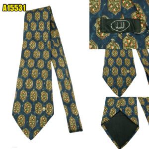 Dunhill Tie Silk Navy Geometric Italy (US Import Tax Included) มุมที่ 1