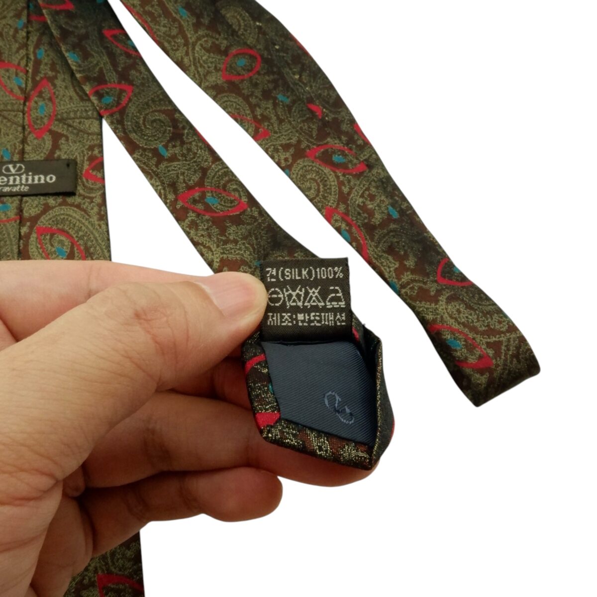Valentino Tie Silk Brown Paisley (US Import Tax Included) | mesabb clothing Valentino Tie Silk Brown Paisley (US Import Tax Included) มุมที่ 8