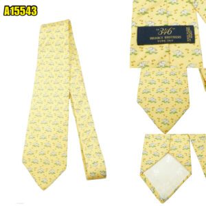 Brooks Brothers Tie Silk Yellow Geometric USA (US Import Tax Included) มุมที่ 1