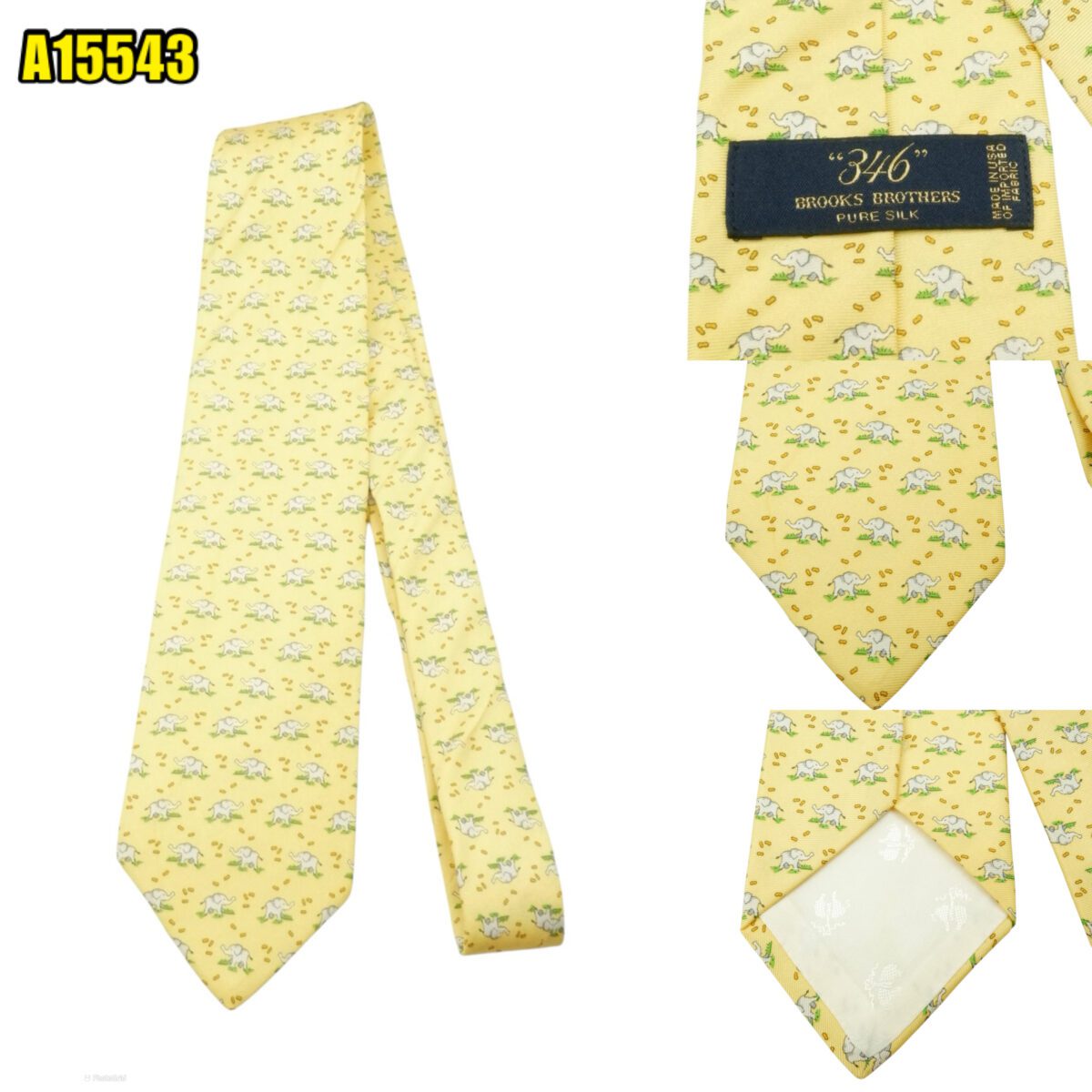 Brooks Brothers Tie Silk Yellow Geometric USA (US Import Tax Included) | mesabb clothing Brooks Brothers Tie Silk Yellow Geometric USA (US Import Tax Included) มุมที่ 1