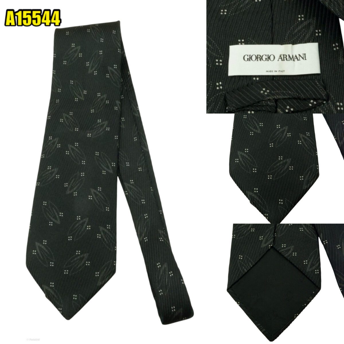 created by photogrid Giorgio Armani Tie Silk Black Italy (US Import Tax Included) มุมที่ 1