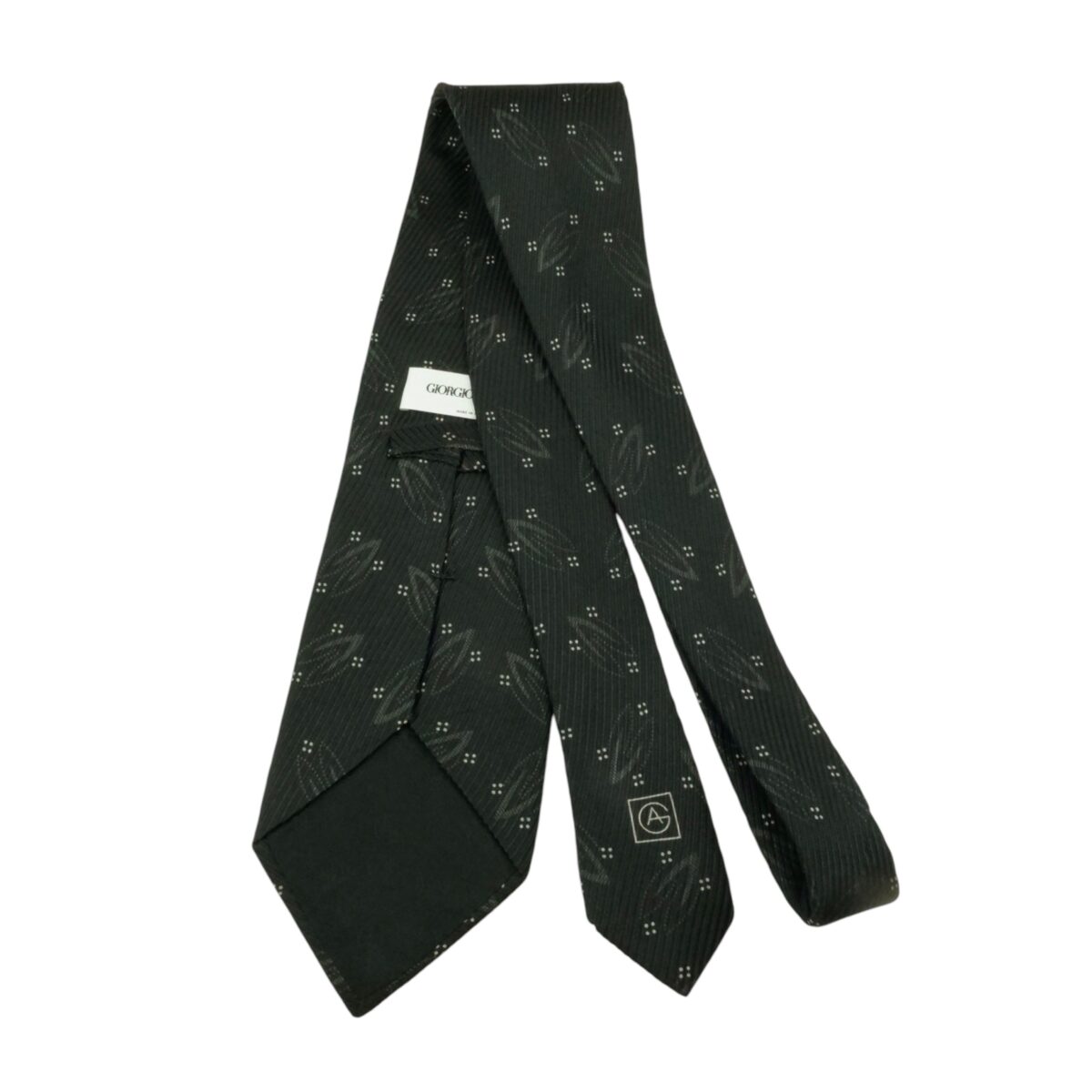 a15544 4 Giorgio Armani Tie Silk Black Italy (US Import Tax Included) มุมที่ 4