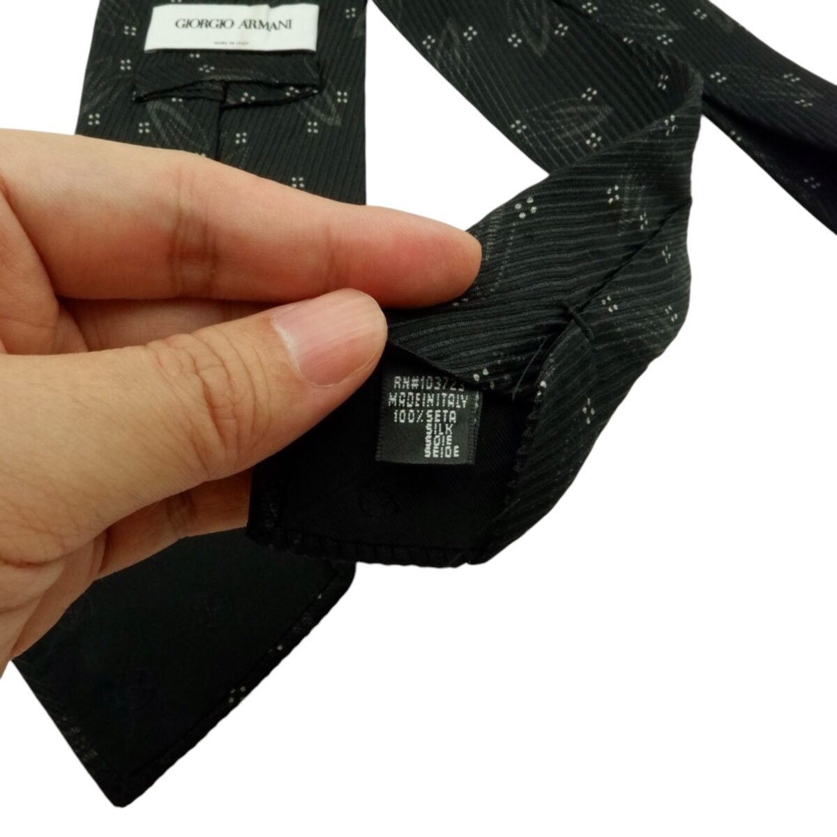 a15544 7 Giorgio Armani Tie Silk Black Italy (US Import Tax Included) มุมที่ 7