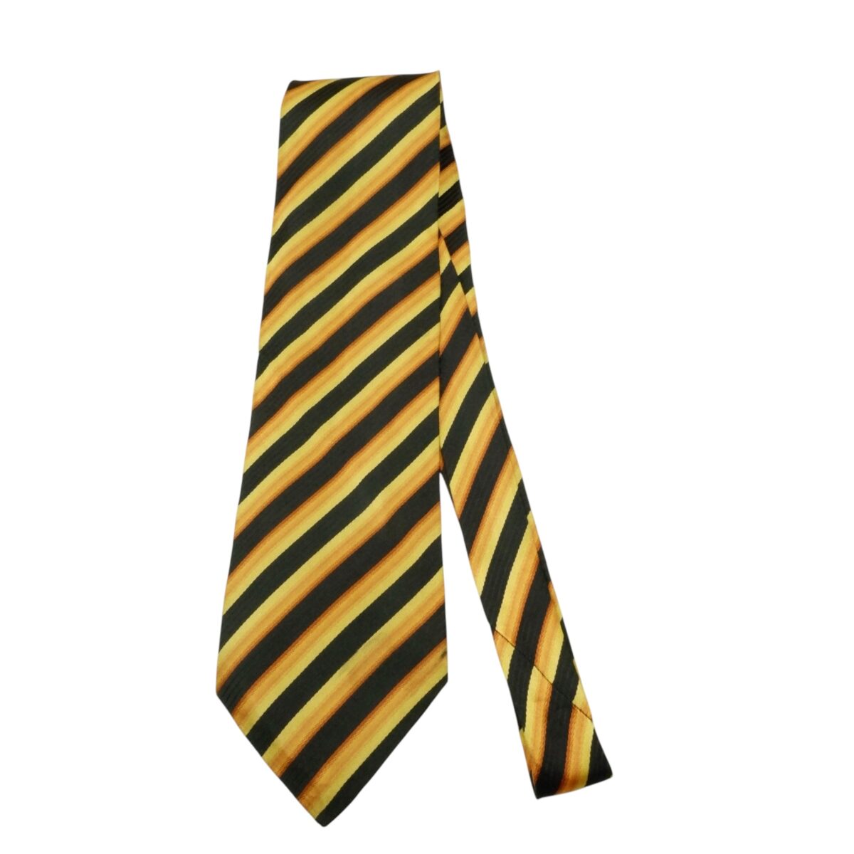 a15560 2 Hugo Boss Tie Silk Black Beige Stripe Italy (US Import Tax Included) มุมที่ 2