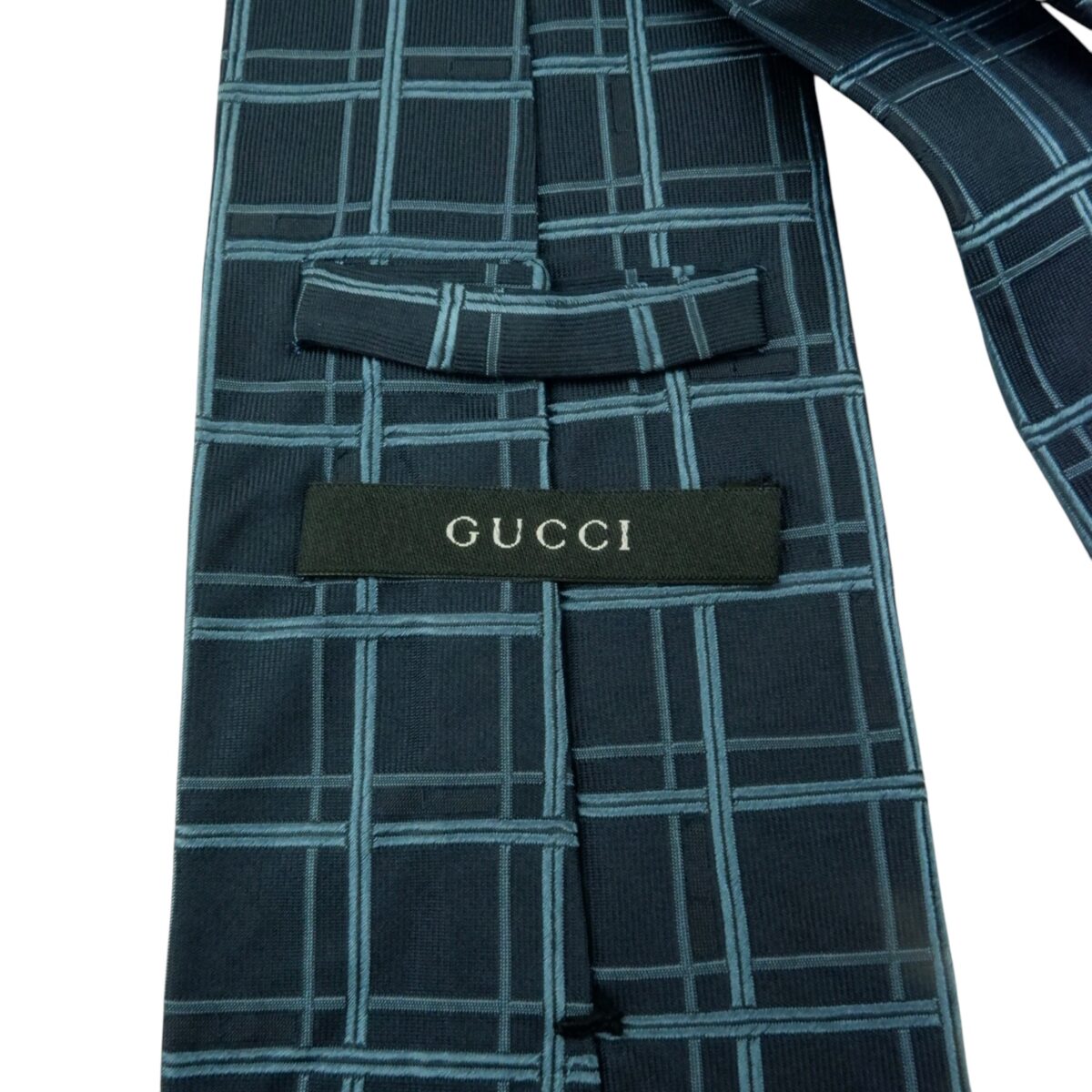 Gucci Tie Silk Black Blue Check Italy (US Import Tax Included) | mesabb clothing Gucci Tie Silk Black Blue Check Italy (US Import Tax Included) มุมที่ 7