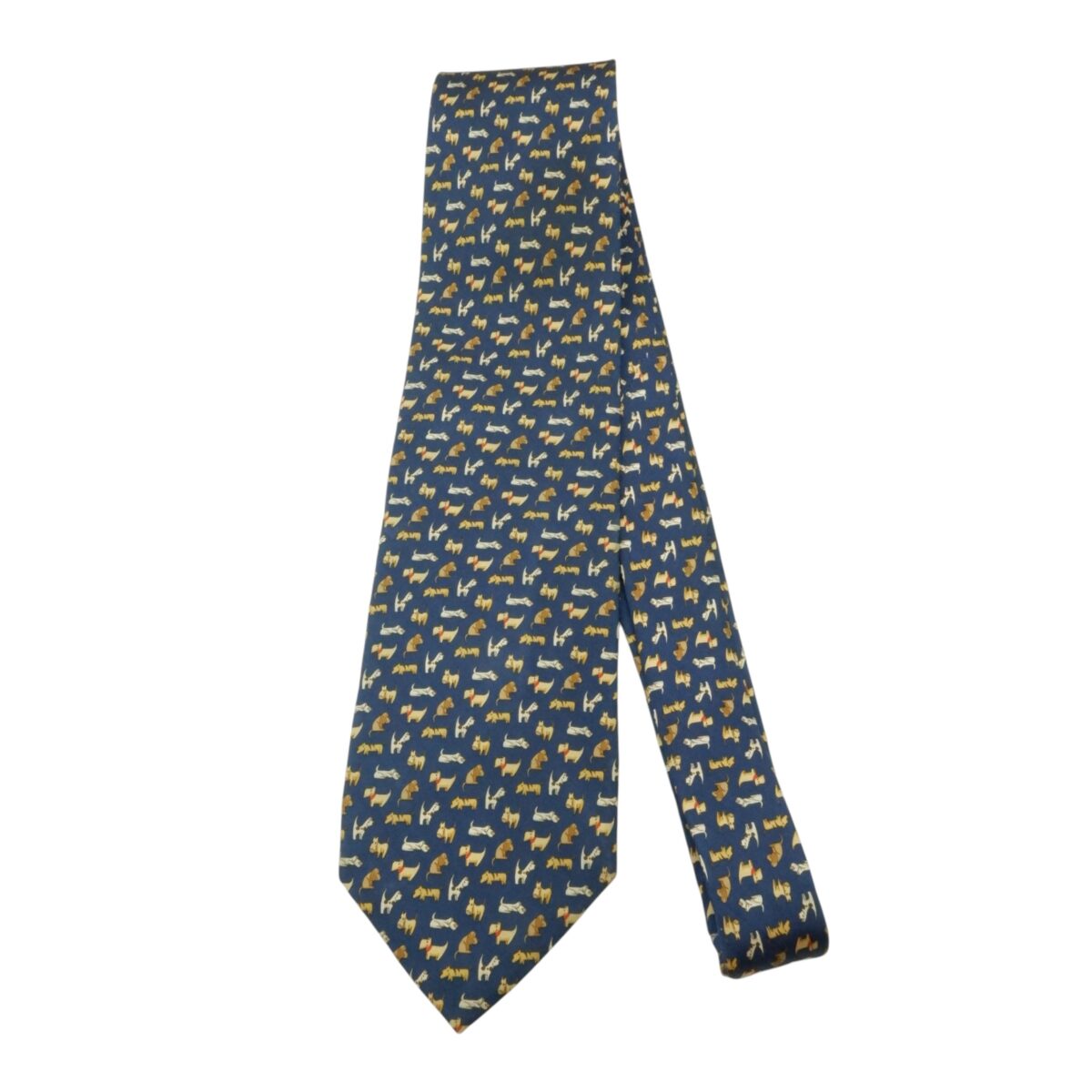 a15564 2 Salvatore Ferragamo Tie Silk Blue Geometric Italy (US Import Tax Included) มุมที่ 2