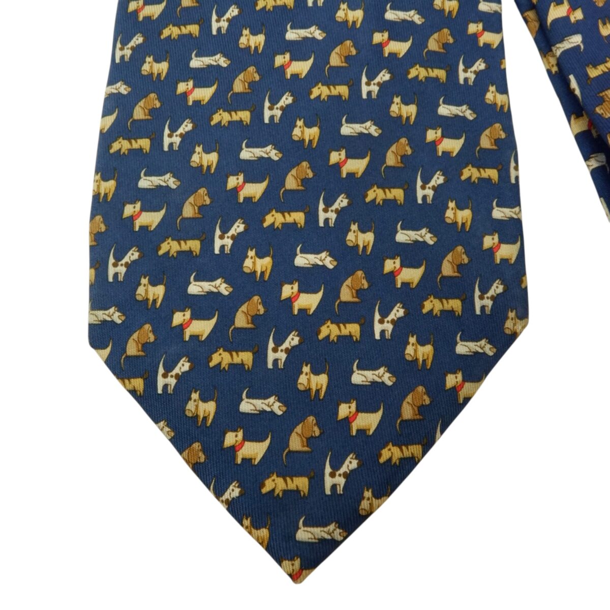a15564 3 Salvatore Ferragamo Tie Silk Blue Geometric Italy (US Import Tax Included) มุมที่ 3