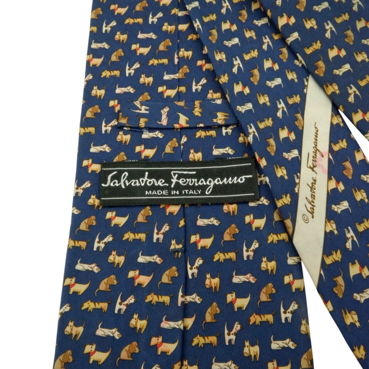 a15564 7 Salvatore Ferragamo Tie Silk Blue Geometric Italy (US Import Tax Included) มุมที่ 7