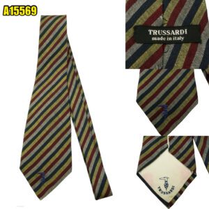 Trussardi Tie Silk Multicolor Stripe Italy (US Import Tax Included) มุมที่ 1