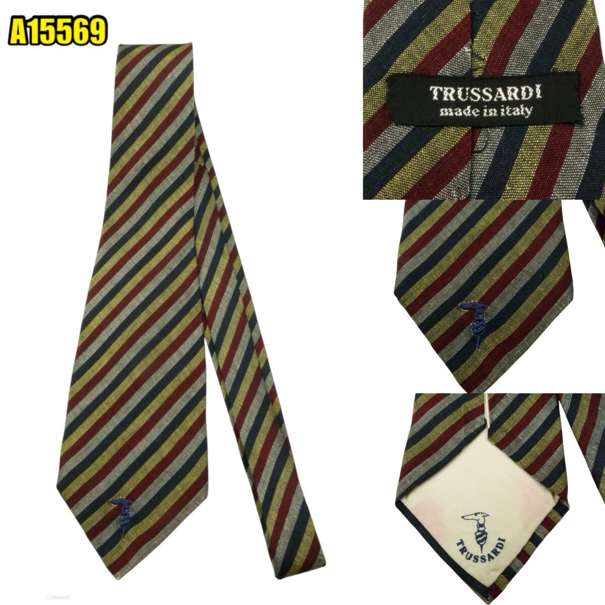 created by photogrid Trussardi Tie Silk Multicolor Stripe Italy (US Import Tax Included) มุมที่ 1