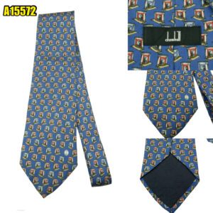 Dunhill Tie Silk Navy Geometric Italy (US Import Tax Included) มุมที่ 1