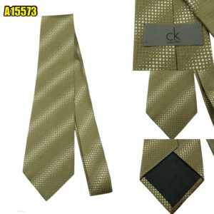 Calvin Klein Tie Silk Olive Green Stripe Japan (US Import Tax Included) มุมที่ 1