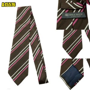 Brick House Tie Silk Brown Stripe China (US Import Tax Included) มุมที่ 1