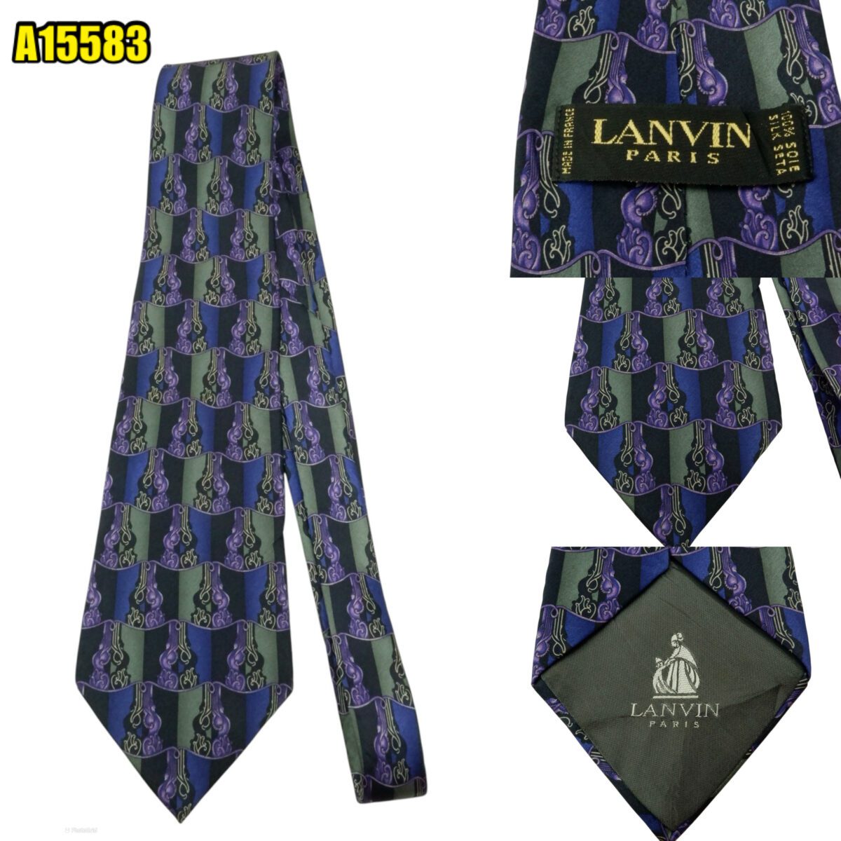 created by photogrid Lanvin Tie Silk Black France (US Import Tax Included) มุมที่ 1