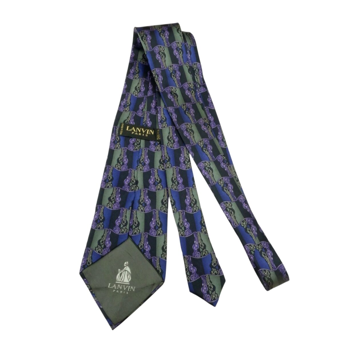 a15583 4 Lanvin Tie Silk Black France (US Import Tax Included) มุมที่ 4