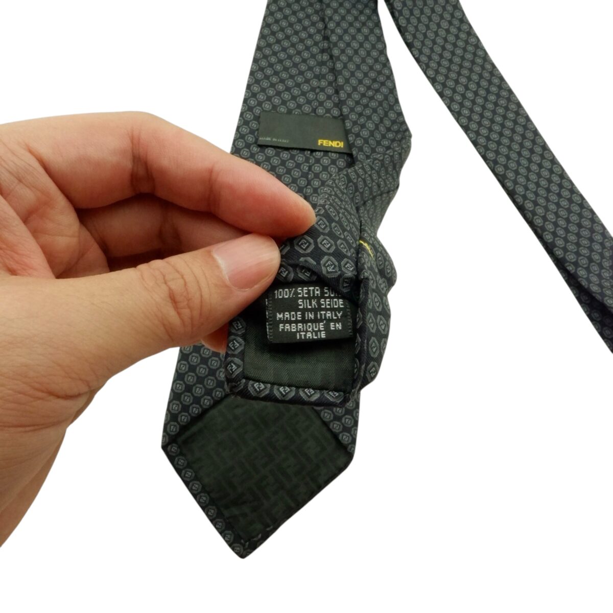 a15585 7 Fendi Tie Silk Black Italy (US Import Tax Included) มุมที่ 7