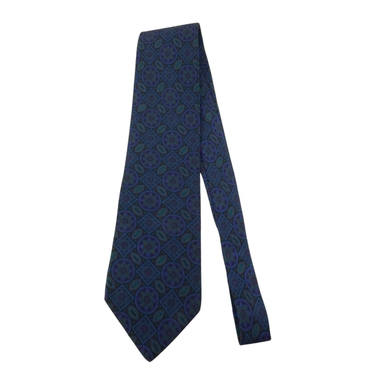 Pierre Balmain Tie Silk Blue Geometric France (US Import Tax Included) | mesabb clothing Pierre Balmain Tie Silk Blue Geometric France (US Import Tax Included) มุมที่ 2