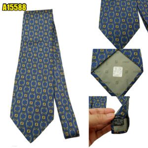 Fendi Tie Silk Navy Geometric Italy (US Import Tax Included) มุมที่ 1
