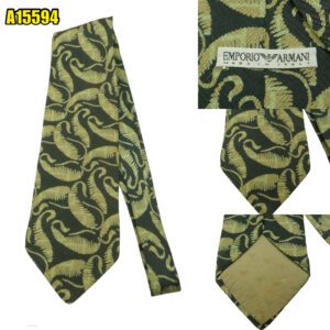 Emporio Armani Tie Silk Black Leaf Italy (US Import Tax Included) มุมที่ 1