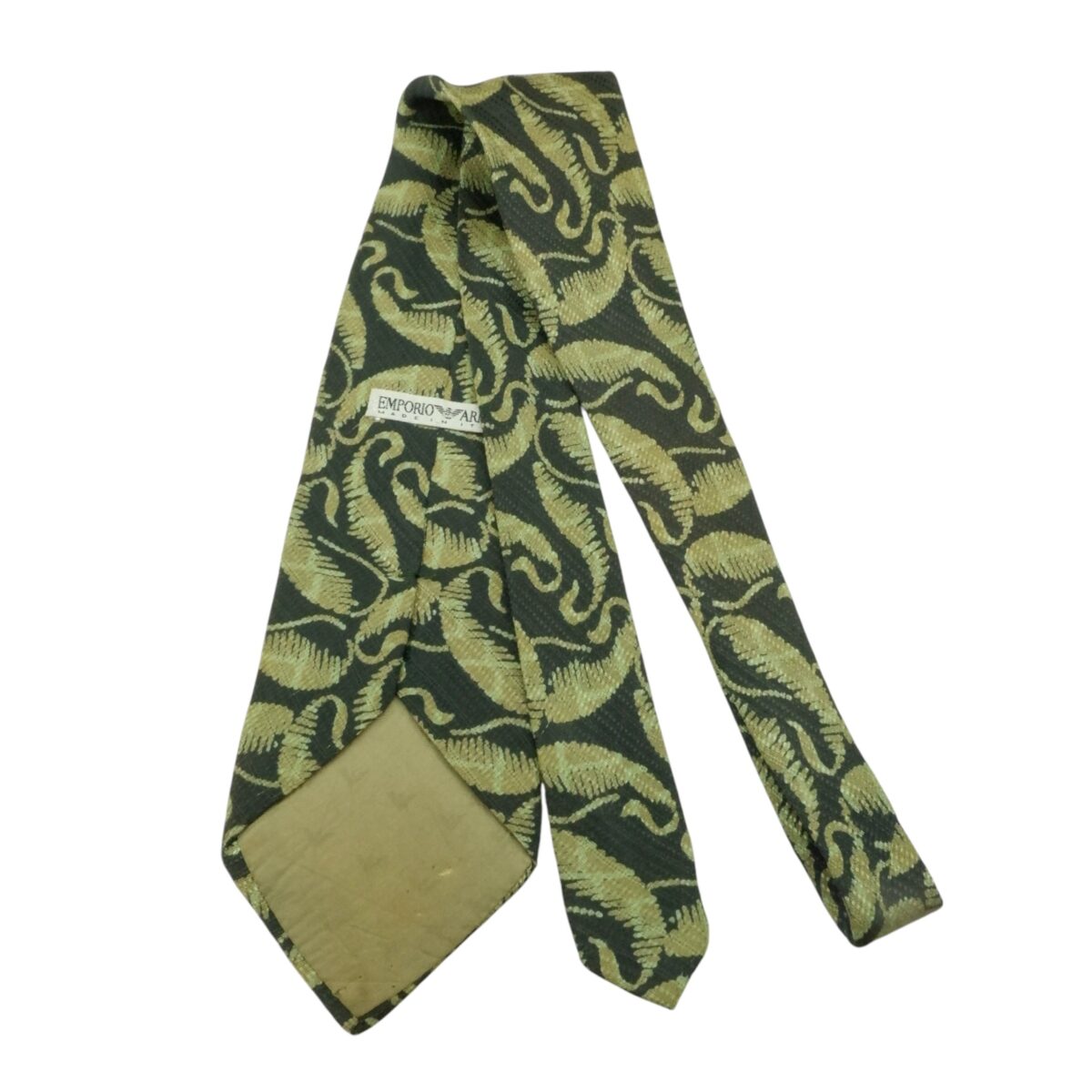 a15594 4 Emporio Armani Tie Silk Black Leaf Italy (US Import Tax Included) มุมที่ 4