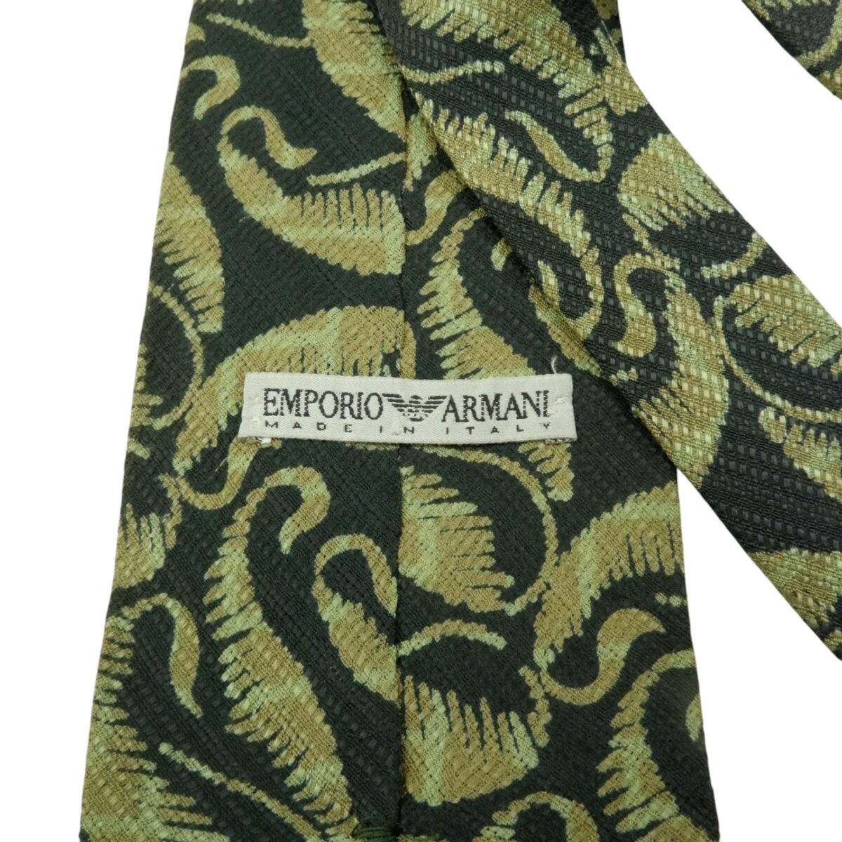 a15594 6 Emporio Armani Tie Silk Black Leaf Italy (US Import Tax Included) มุมที่ 6
