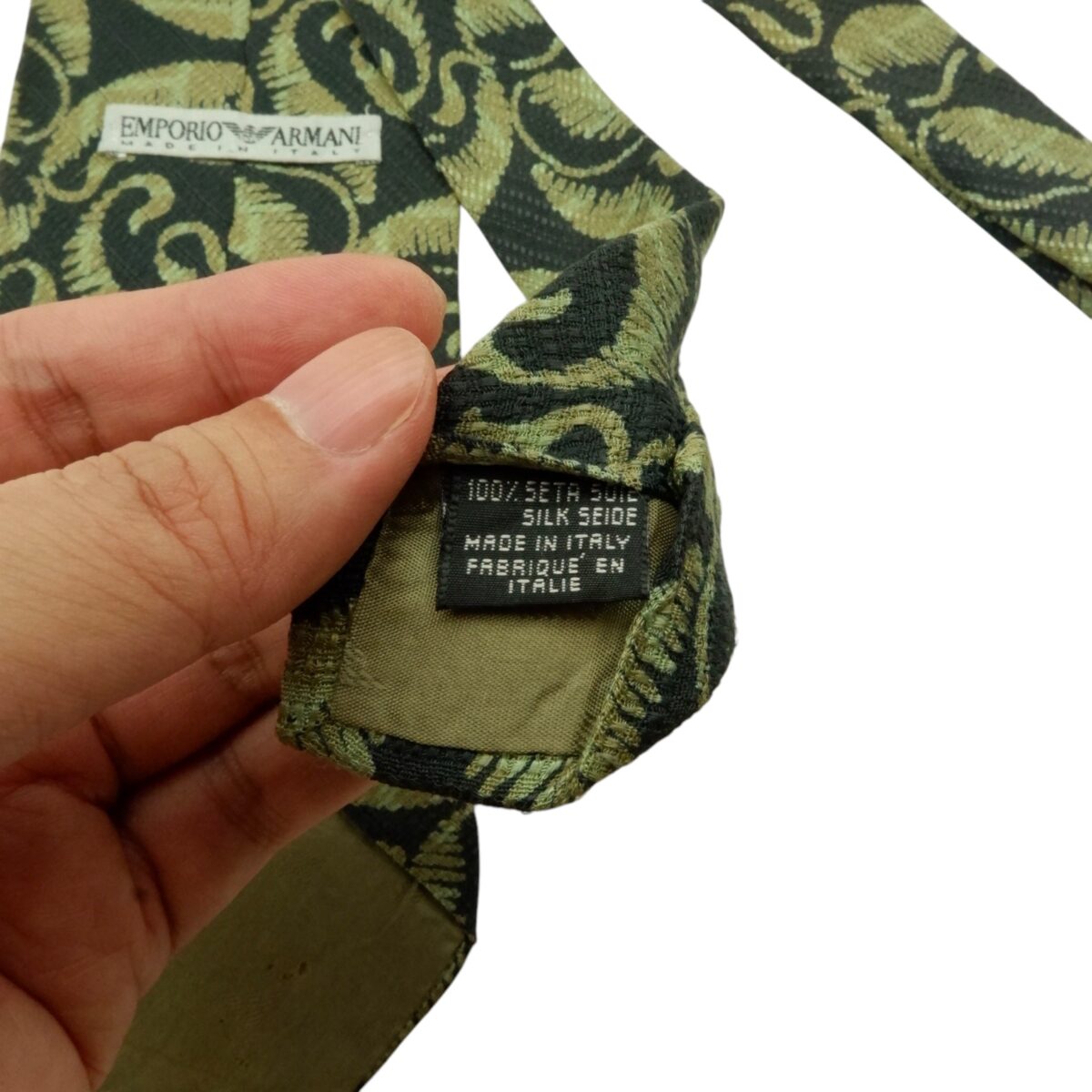 a15594 7 Emporio Armani Tie Silk Black Leaf Italy (US Import Tax Included) มุมที่ 7