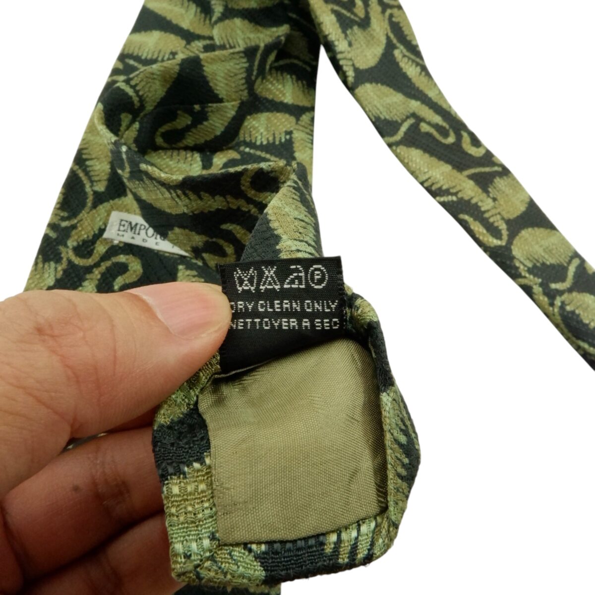 a15594 8 Emporio Armani Tie Silk Black Leaf Italy (US Import Tax Included) มุมที่ 8