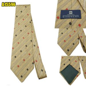 Givenchy Tie Silk Beige Floral Stripe France (US Import Tax Included) มุมที่ 1