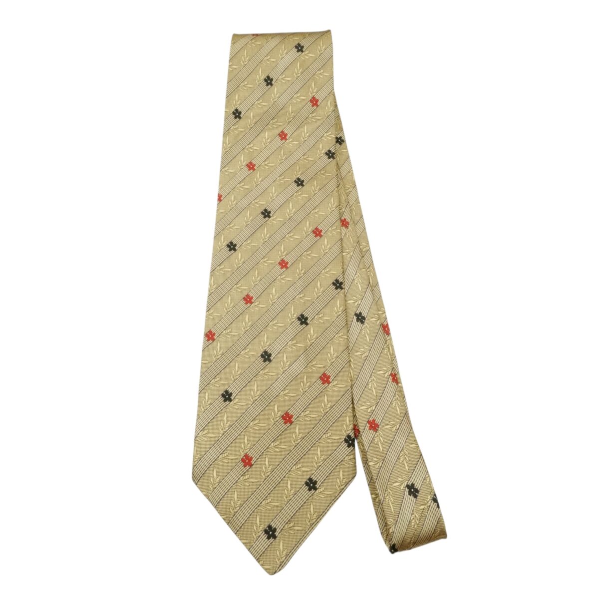 Givenchy Tie Silk Beige Floral Stripe France (US Import Tax Included) | mesabb clothing Givenchy Tie Silk Beige Floral Stripe France (US Import Tax Included) มุมที่ 2
