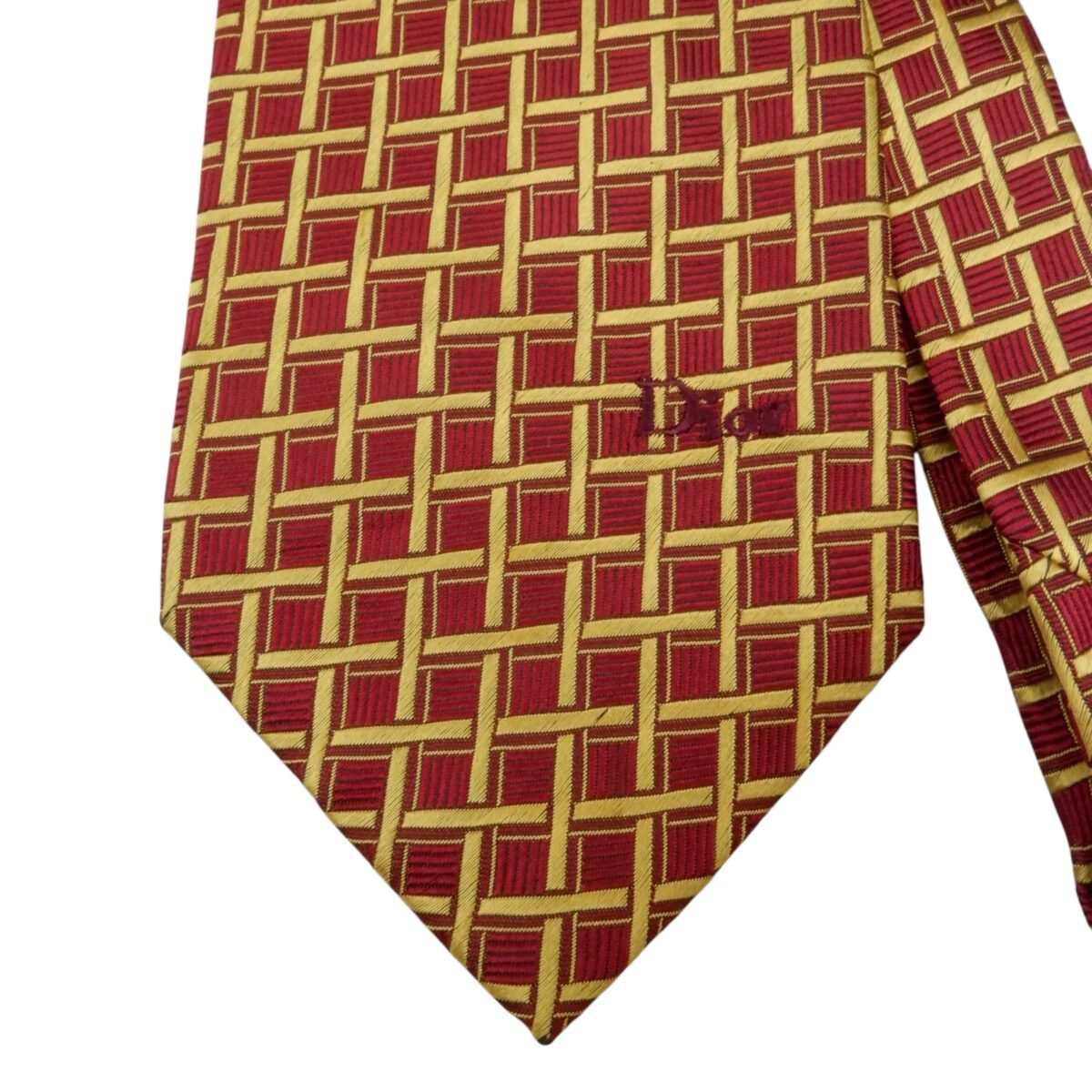 a15607 3 Christian Dior Tie Silk Maroon Check Korea (US Import Tax Included) มุมที่ 3