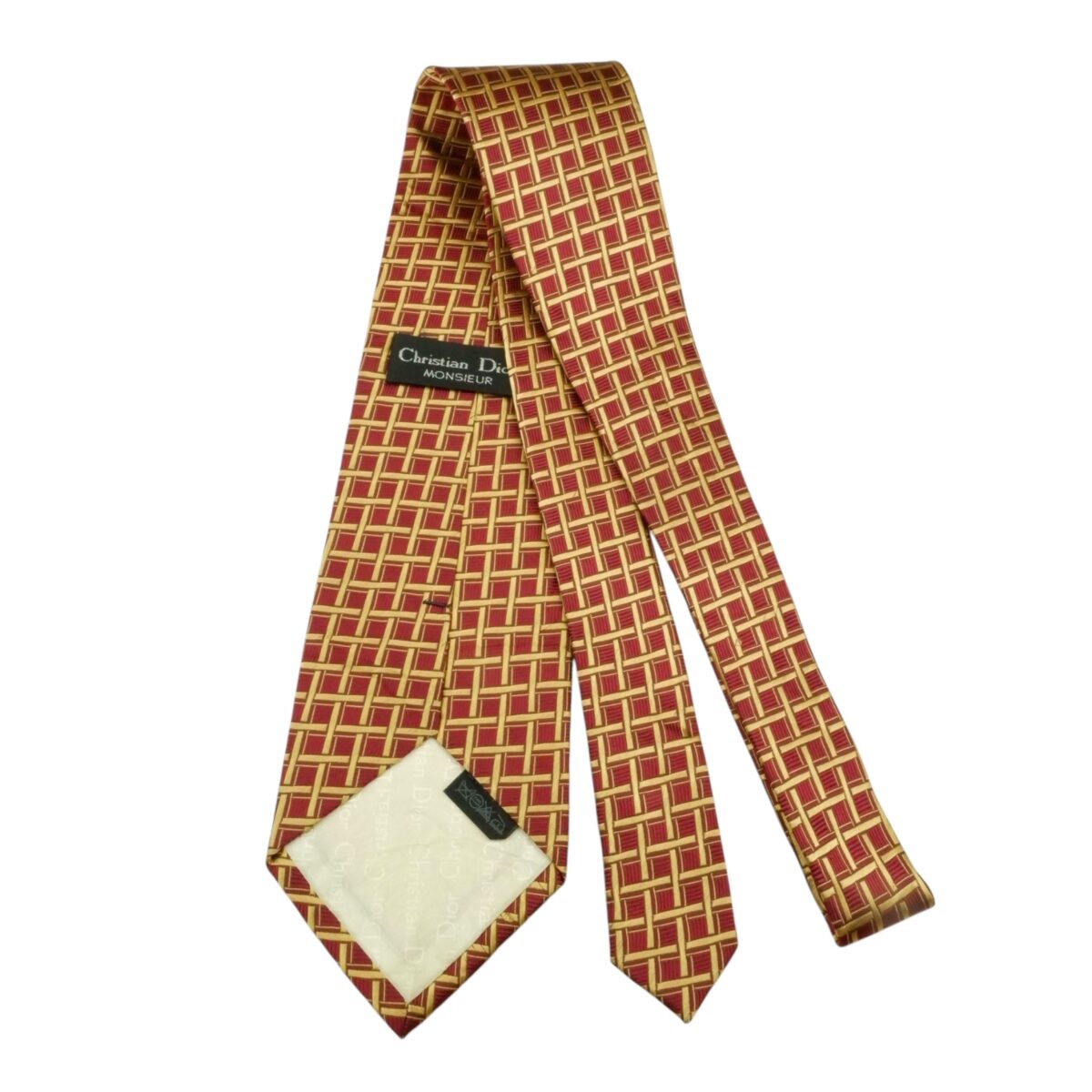 a15607 4 Christian Dior Tie Silk Maroon Check Korea (US Import Tax Included) มุมที่ 4