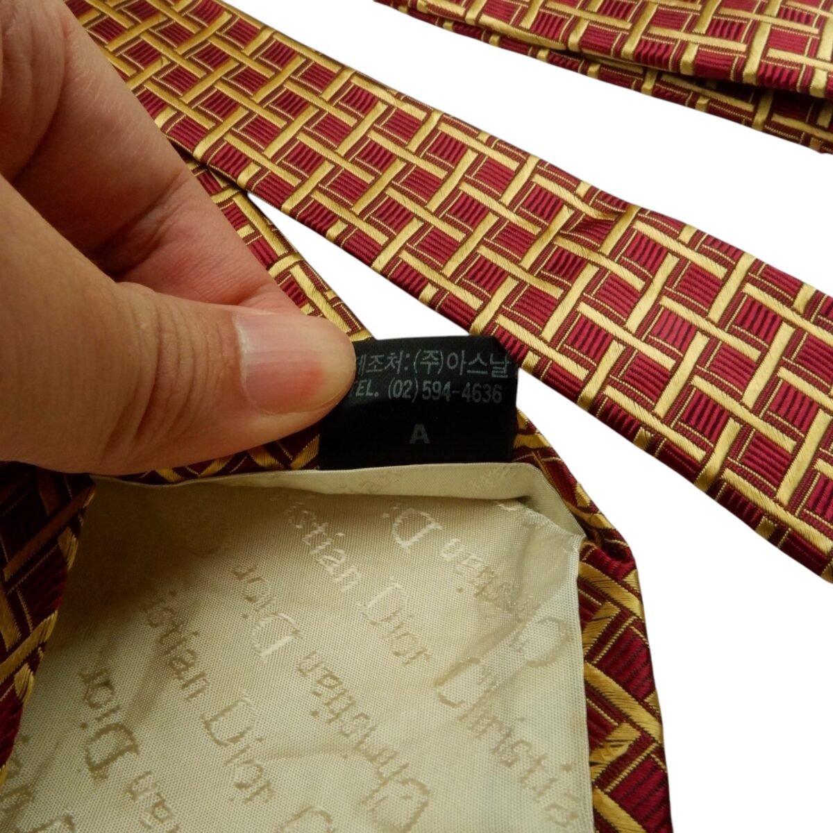 a15607 8 Christian Dior Tie Silk Maroon Check Korea (US Import Tax Included) มุมที่ 8