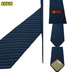 Emanuel Ungaro Tie Silk Navy Green Purple Stripe Japan (US Import Tax Included) มุมที่ 1