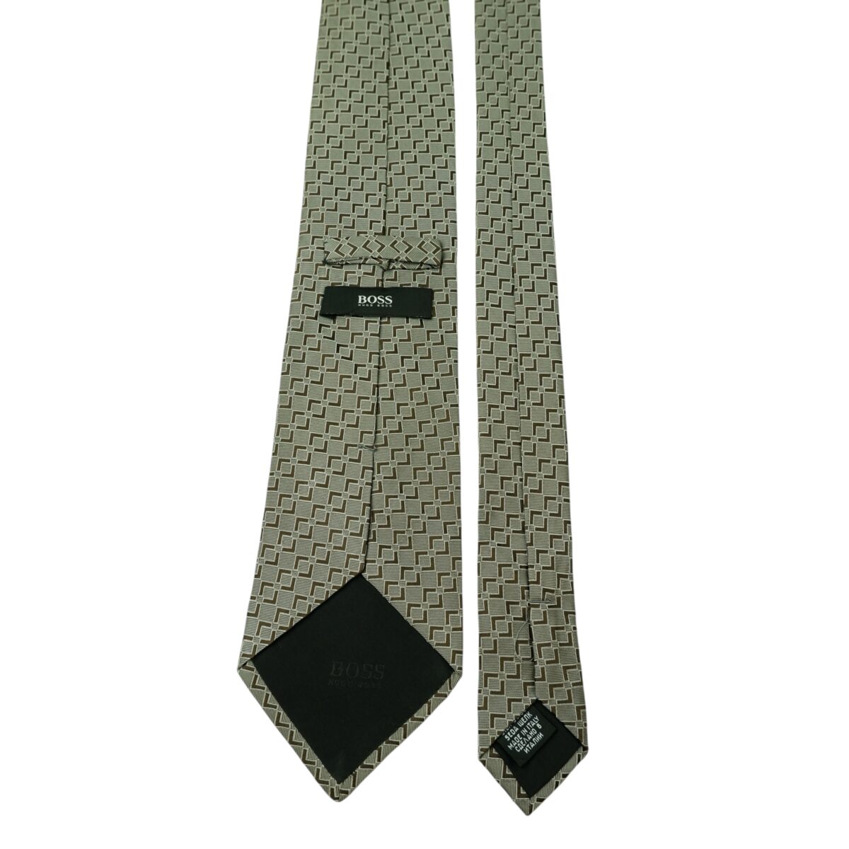 Hugo Boss Tie Silk Grey Geometric Italy (US Import Tax Included) | mesabb clothing Hugo Boss Tie Silk Grey Geometric Italy (US Import Tax Included) มุมที่ 4
