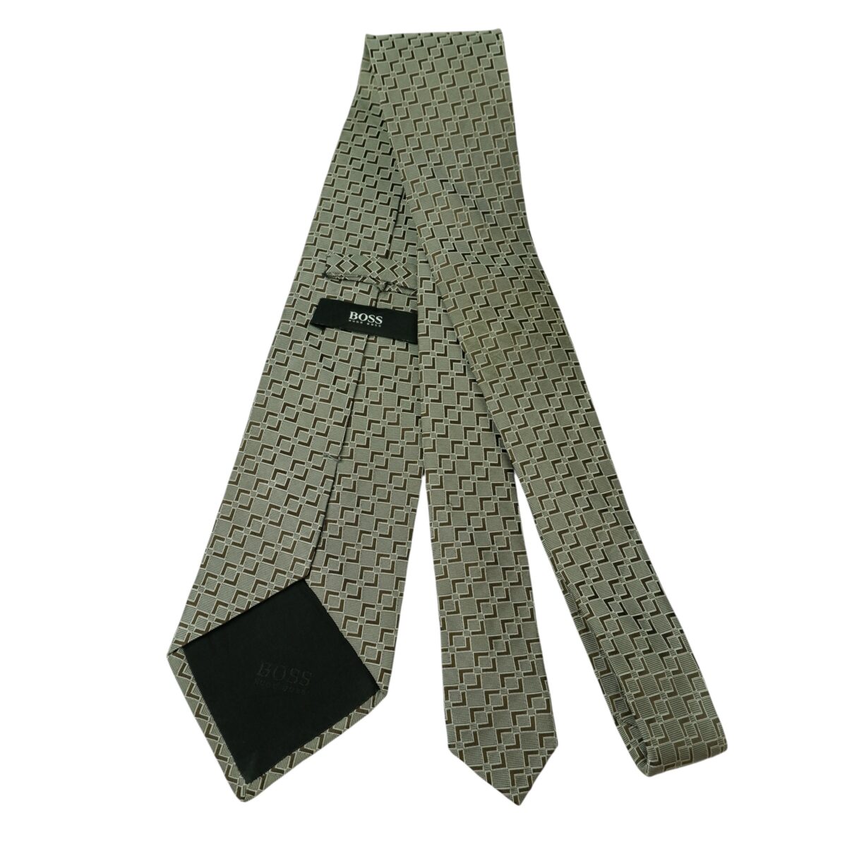Hugo Boss Tie Silk Grey Geometric Italy (US Import Tax Included) | mesabb clothing Hugo Boss Tie Silk Grey Geometric Italy (US Import Tax Included) มุมที่ 7