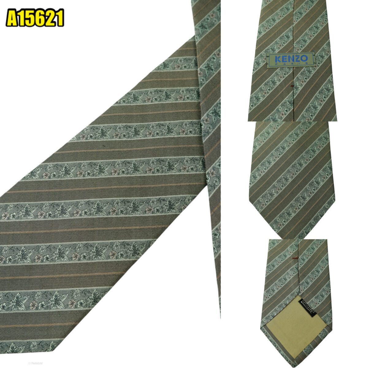 created by photogrid Kenzo Tie Silk Grey Stripe Japan (US Import Tax Included) มุมที่ 1