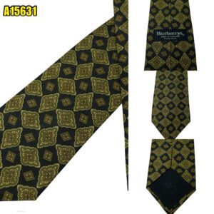 Burberry Tie Silk Black Geometric England (US Import Tax Included) มุมที่ 1