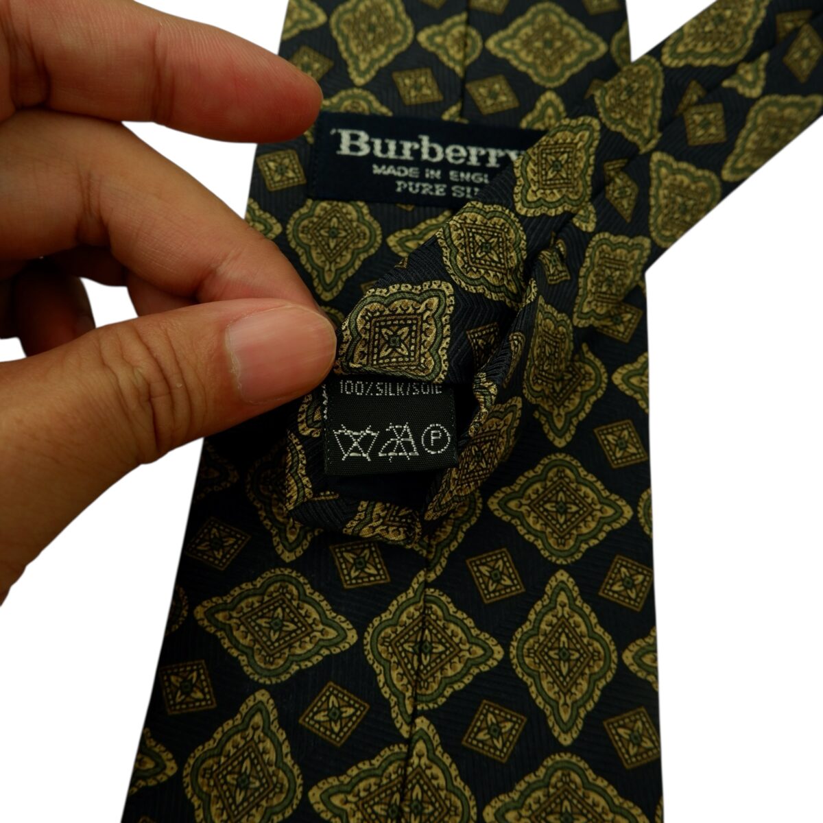 a15631 10 Burberry Tie Silk Black Geometric England (US Import Tax Included) มุมที่ 10