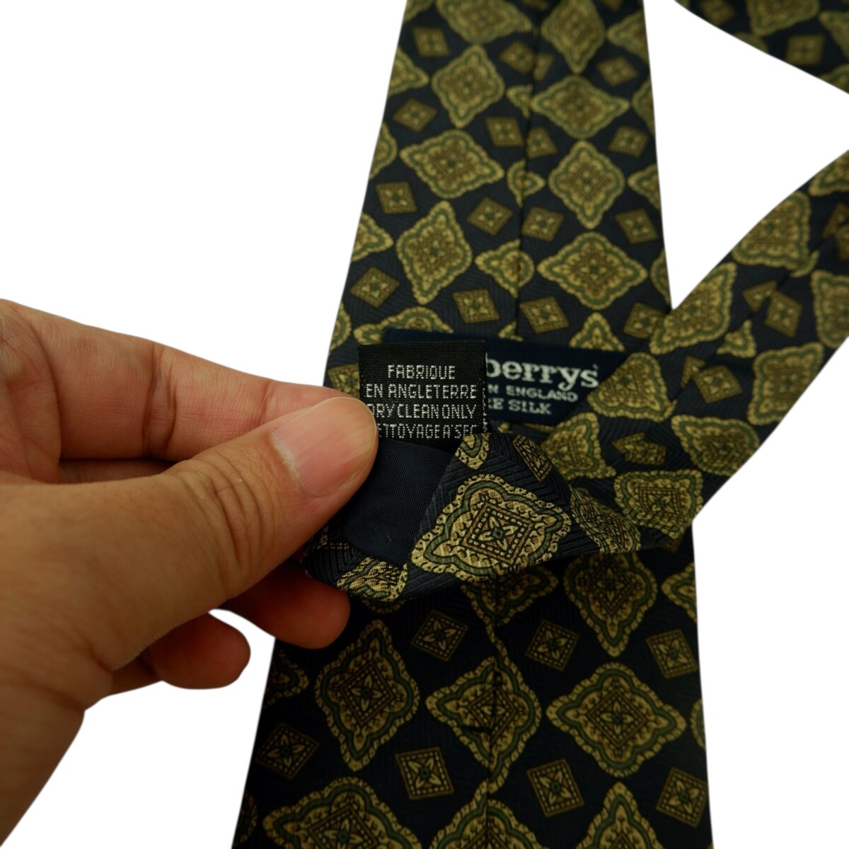 a15631 11 Burberry Tie Silk Black Geometric England (US Import Tax Included) มุมที่ 11