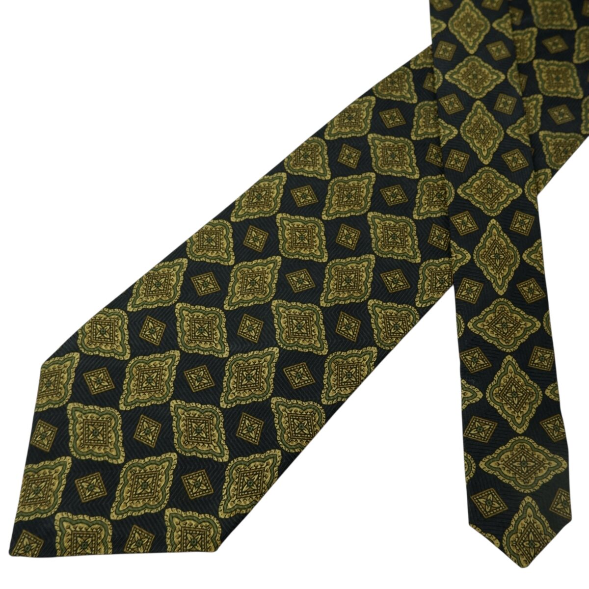 a15631 2 Burberry Tie Silk Black Geometric England (US Import Tax Included) มุมที่ 2