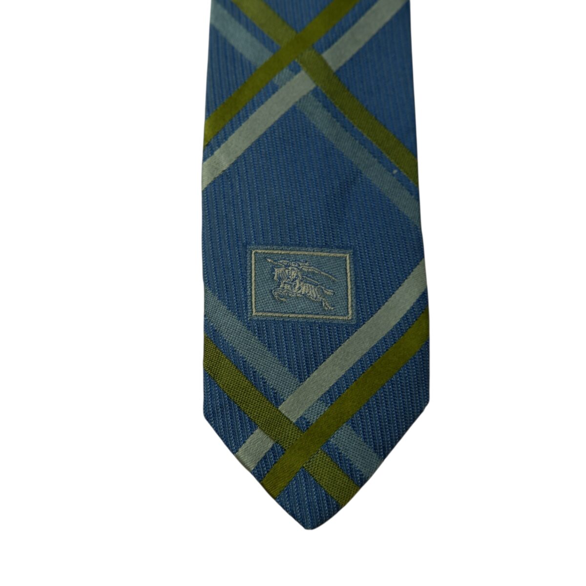 a15633 10 Burberry Tie Silk Blue Check Italy (US Import Tax Included) มุมที่ 10
