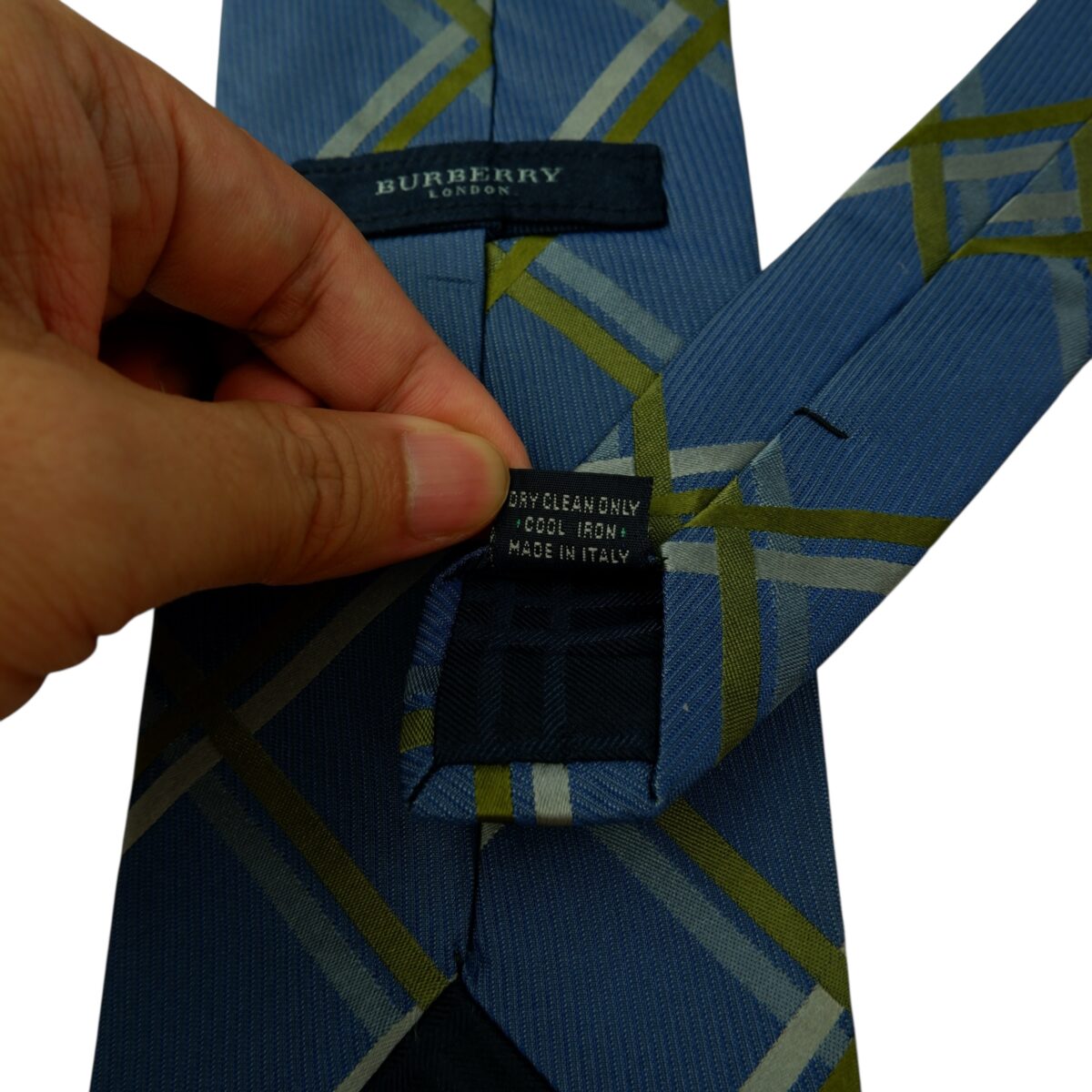 a15633 12 Burberry Tie Silk Blue Check Italy (US Import Tax Included) มุมที่ 12