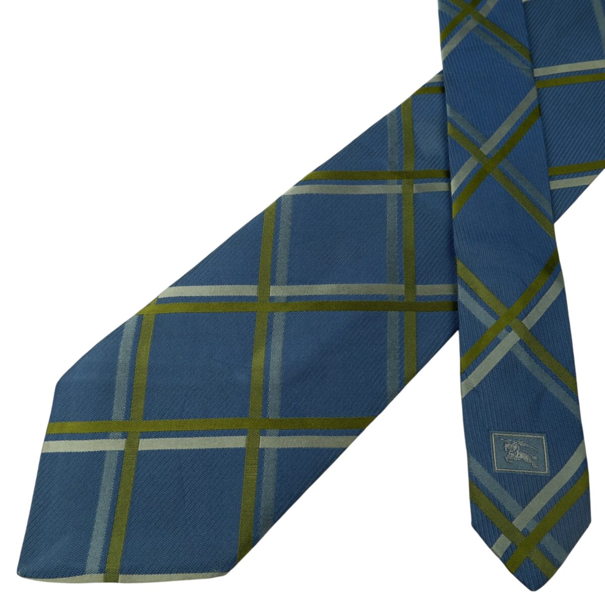a15633 2 Burberry Tie Silk Blue Check Italy (US Import Tax Included) มุมที่ 2